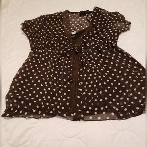 Womens Studio 1940 Brown and tan Polka Dot Blouse with tank. 2 pieces.